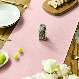 Artoid Mode Blush Pink Boho Rural Rustic Farmhouse Tassel Table Runner, 33x183 cm Spring Kitchen Dining Table Decoration Wedding Holiday Party Decor