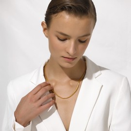 Mens Gold Necklaces, Stainless Steel Round Box Chain Link Jewelry 4MM, 22inches Long