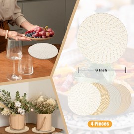 8" Trivets for Hot Pots and Pans, 4 Pack Hot Pads for Kitchen Counter, Heat Resistant Hot Pot Holders, Hot Plate Mat for Countertop Table, Home Kitchen Essentials Decor (Khaki)