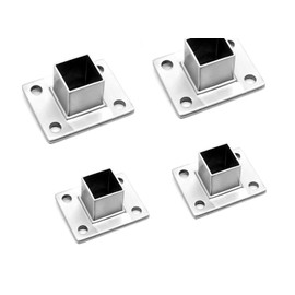 4Pcs Square Post Bases Stainless Steel Flange Anchor Bases Heavy Duty Post Brackets for Fence Deck Railing Support, Posts and Accessories, Decking Posts, Brackets (1" x 1")