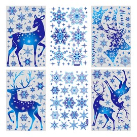 Rumyve Christmas Window Clings Stickers -Xmas Decorations Stickers Festive Snowflake Decorations for Home and Business for Xmas Christmas Decorations