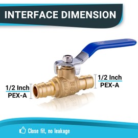 (Pack of 10) Seelink 1/2 Inch PEX-A Expansion Ball Valve, Brass Shut Off Valve for Pex-A Pipe Connection, Potable Water, ASTM F1960, Blue