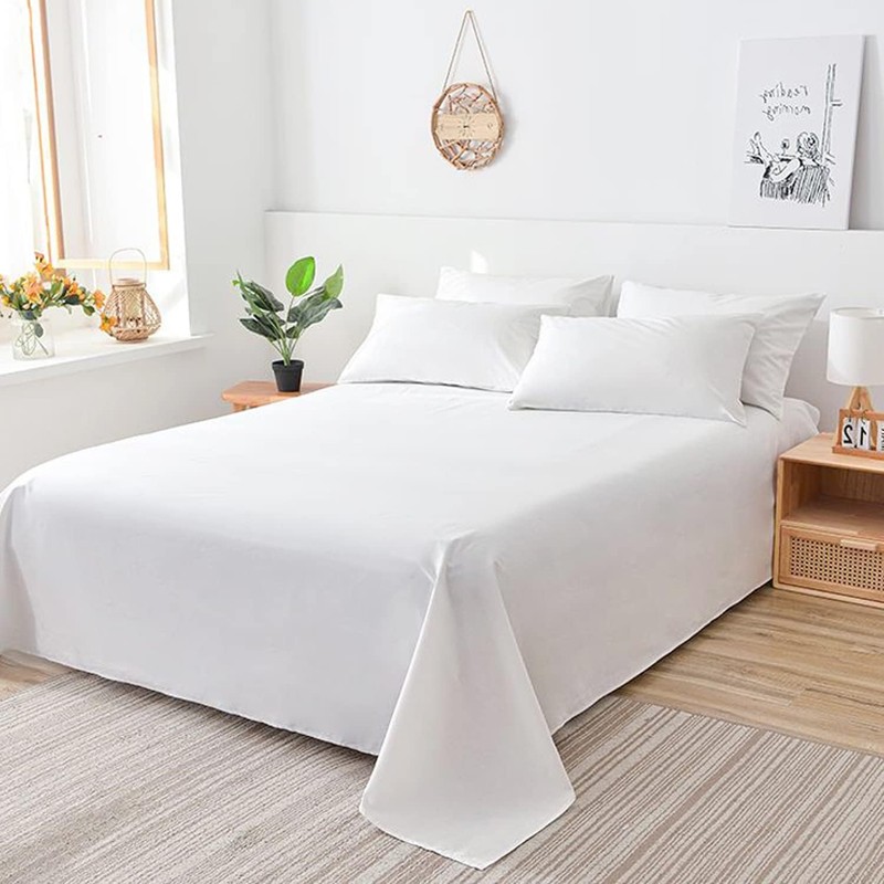 Flat Sheet 100% Cotton All 5 Sizes White (Single, White)