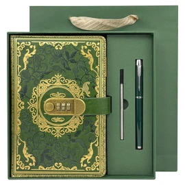 Neehows Lock Journal Diary Password Book, A5 5.9"x8.5" 200 Pages PU Leather Locked Notebook Password Diary Address Book with Pen, Index Tabs for Men and Women - Green
