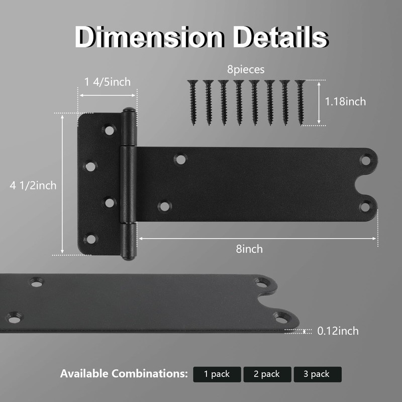 Pubotlu 6 Pack 8" Door Hinges,300 Lbs Capacity Heavy Duty