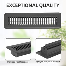 Floor Register 2x12, Heavy Duty Steel Walkable Floor Vent Covers, Air Vent Covers with Adjustable Air Supply Lever for Home Floor, 2 Pack, Grey