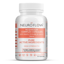 Mushroom Complex Supplement | No fillers, Additives or Bulkers, Pure Active Ingredients | High Potency Mushroom Capsules with Reishi,Shiitake and Lions Mane | 60 Capsules | Made in UK