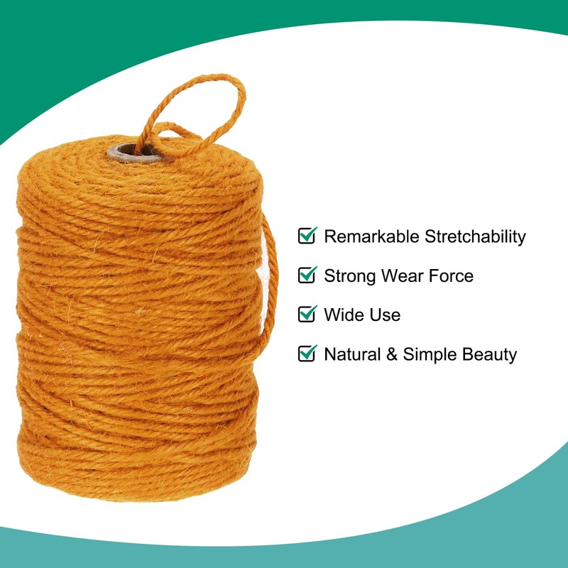 sourcing map Natural Jute Twine String 328ft x 3mm Long