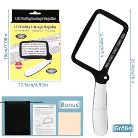 Groß Lupe mit Licht 3-Fache Einschlaglupe 5 LEDs Leselupe mit 2 Dimmmodi Vergrößerungsglas für Senioren Lesen Inspektion Hobby Handwerk Uhrmacher Münzen Briefmarken Antiquitäten Schmuck