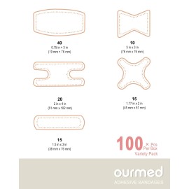 Flexible Assorted Bandages Variety Pack 100 Pieces Fingertip Bandages for Fir...