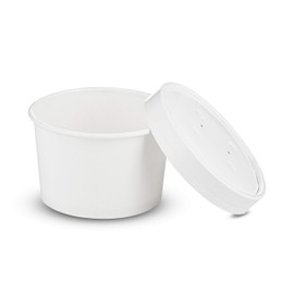 MT Products White Paper Soup Cups with Vented Paper Lids 8 oz. - 20 Cups and 20 Lids - Disposable Ice Cream Cups or Soup Bowls for Hot Food, Soup and Ice Cream