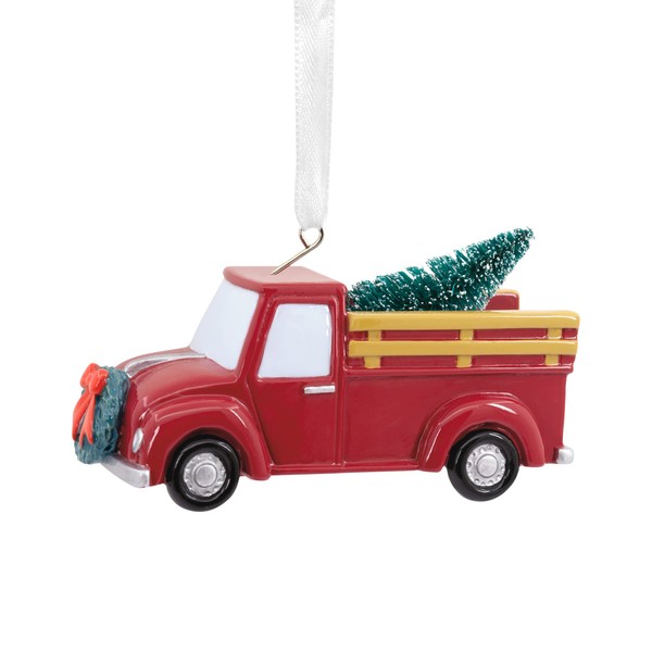 Hallmark Red Pickup Truck with Tree Christmas Ornament 25574080 H 3.5cm by W 8.1cm by L 4.8cm