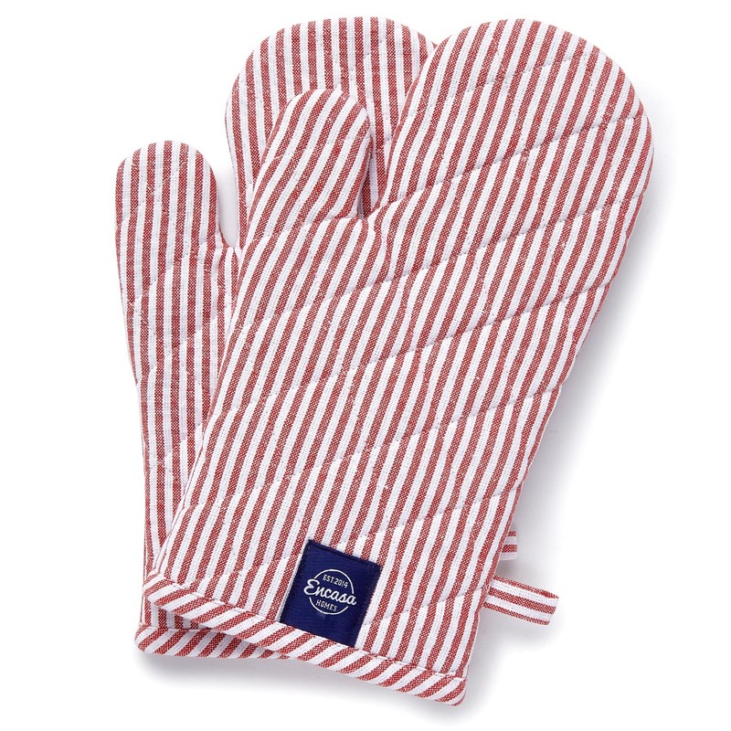 Encasa Homes Long 12"x7" Oven Microwave Hand Gloves Mitts (2