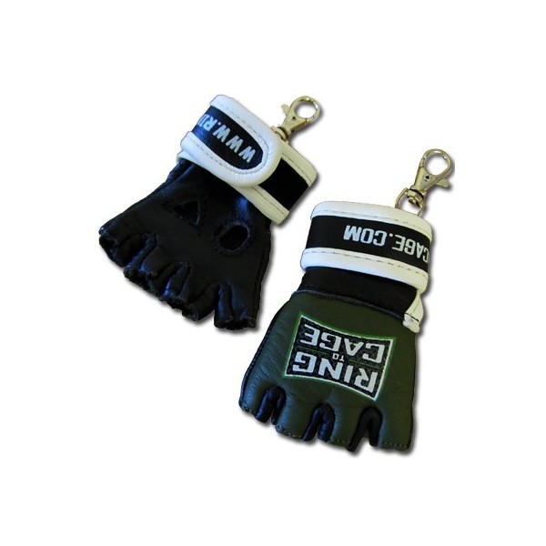 Ring to Cage MMA Glove Key Chain - Leather (Marine Green/Black)