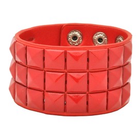 Red Studded Rock Star Red Leather Bracelet