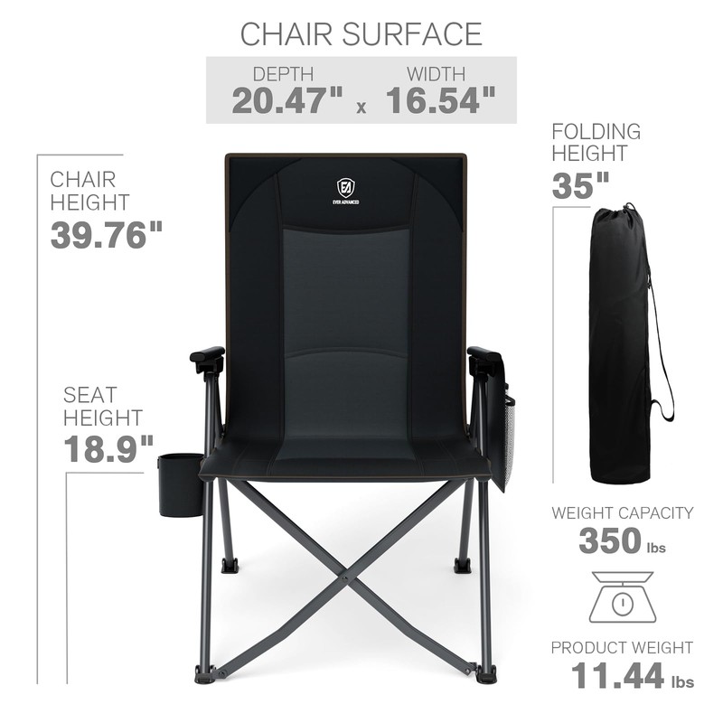 EVER ADVANCED Reclining Camping Chairs for Adult Lightweight, Folding Recliner