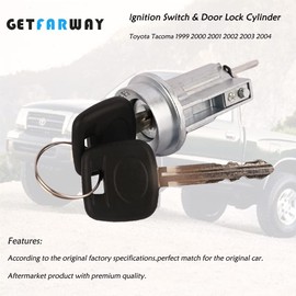 Getfarway Ignition Switch & Door Lock Cylinder Compatible with Toyota Tacoma 1999 2000 2001 2002 2003 2004, Replace 69005-35840, 6905135070, 69051-35070, 69051-04020, Same Key Matched