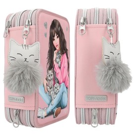TOPModel 11754 3 Compartment Pencil Case Kitten, pink, pencil case