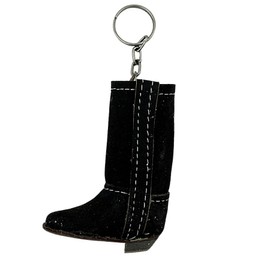 Needzo Western Keychain Genuine Leather Black Boot Keyring Lighter Holder, Party Mini Cowboy Boots, Souvenir, 3 Inches