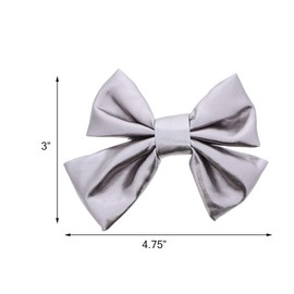 Holiday Hair Bow Shiny Foil 4.75 inch for Women and Girls -Grey