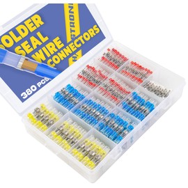 380PCS Solder Seal Wire Connectors-haisstronica Waterproof Wire Connectors-Electrical Connectors-Heat Shrink Butt Connectors for Marine,Stereo(40Yellow 90White 130Red 120Blue) Solder Sleeve