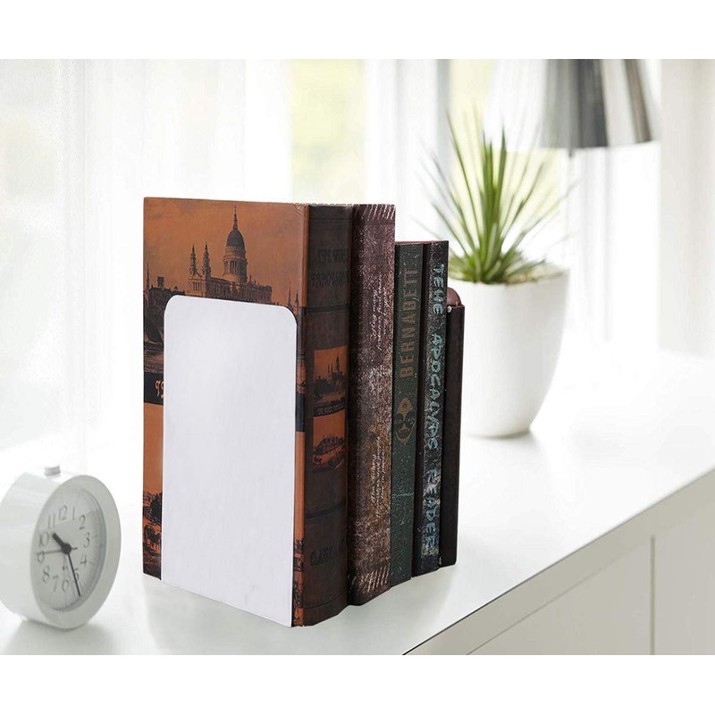 VONDERSO Heavy Duty White Decorative Metal Bookends, VONDERSO Metal Book