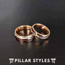 Thin 18K Rose Gold Ring with Deer Antler and Koa Wood Inlay Rustic 6mm Wooden Mens Wedding Bands Tungsten Ring for Men