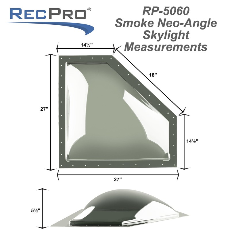 RecPro RV Skylight Cover Bubble (24" x 12") | Angled