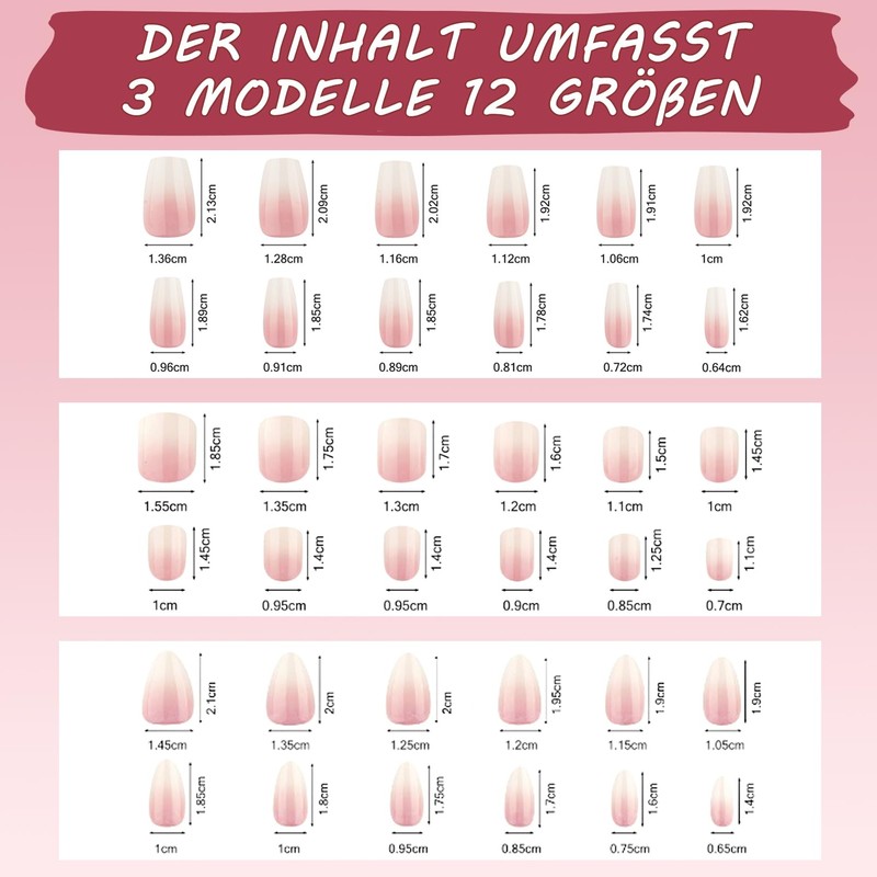 Virellay 288 Pieces White French Nail Art Gradient