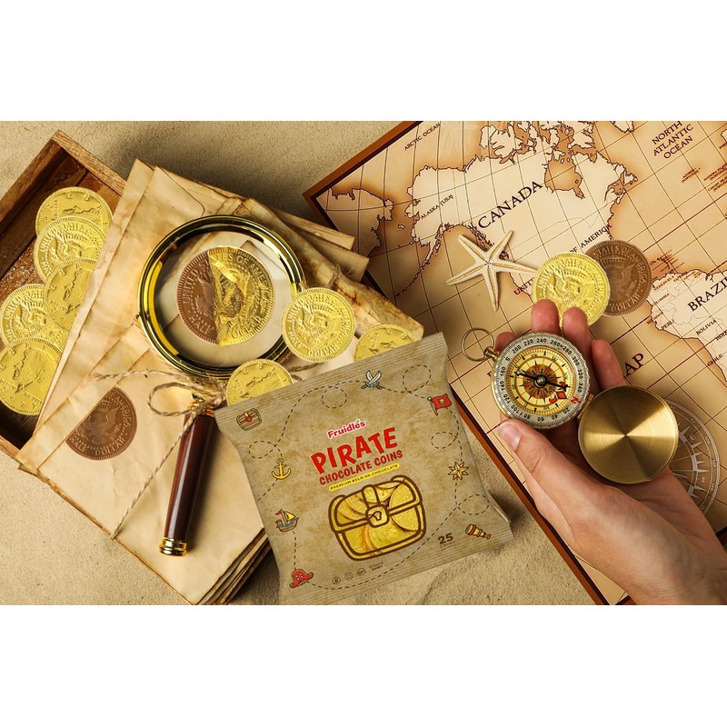 Pirate Belgian Milk Chocolate Coins, Kosher Certified Dairy, Non GMO