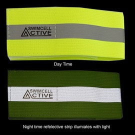 SwimCell High Visibility Reflective Armbands - Reflective Running Gear - Elasticated Hi Vis Bands - Walking Reflective Straps - Hi Vis Running bands - Neon Yellow