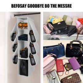 MaoXinTek 10 Compartments Hanging Handbag Storage Bag Organizer for Hat Clothes Shoes (Grey)