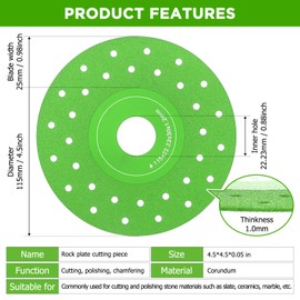 Lothee 5 Pcs Rock Slab Grinding Disc, 4.5 Inch Glass Cutting Disc for Angle Grinder, 1mm Thin Grinding Cutting Blade, Ceramic Tile, Marble Edge Trimming, Wide fine Sand Sweeping Saw Blade(Porous)