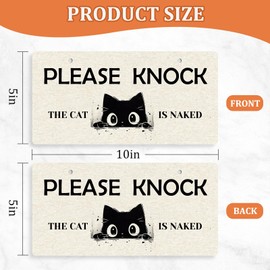 Cat Door Sign Funny Doorbell Sign for Cat House Reversible Double Sided Aesthetic Hanger Plaque for Room Front Door Porch Home Decor 10x5 Inches PVC Hanging Plaque 2 Holes for Easy Hanging