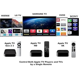 Mando a distancia universal de repuesto para Apple TV 4K/ Gen 1 2 3 4/ HD A2843 A2737 A2169 A1842 A1625 A1427 A1469 A1378 A1218, sin comando de voz incluido