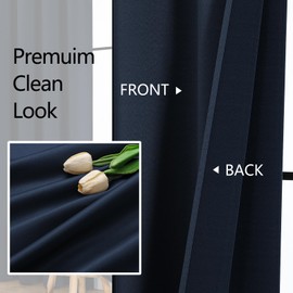 OWENIE Heidi Navy Blue Curtains 84 Inch Long 2 Panels Set for Living Room Bedroom, Room Darkening Solid Fabric Window Curtains Drapes, Rod Pocket Curtains, 2 Pcs Each 40" W 84" L