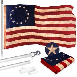 G128 Combo Pack 6 Ft Tangle Free Aluminum Spinning Flagpole and Flag 3x5 Ft BetsyRoss