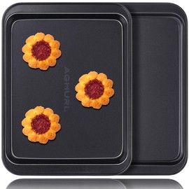 Baking Sheets,Small Cookie Trays, Nonstick Carbon Steel Baking Pan, Bakeware Set, 2-Pack, 9.45 X 7.09 Inch (Inner 7.5x6)