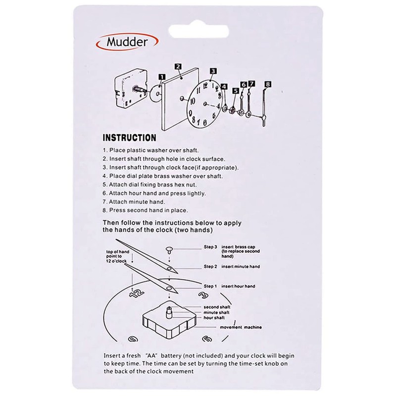 Long Shaft Clock Movement, 4/5 Inch Maximum Dial Thickness, 1-1/5