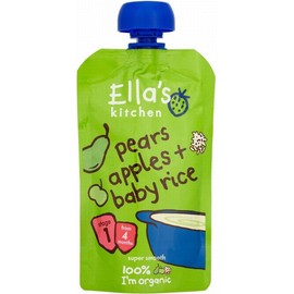 Ella's Kitchen Organic Pears, Apples & Baby Rice 4mth+ (120g) - Pack of 6