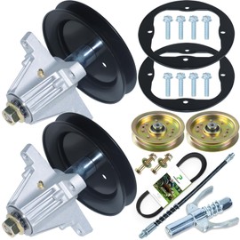 POSEAGLE 2 Pack 918-04822B Spindle Assembly with 756-04129 Idler Pulley 954-04060C Belt and Spindle Reinforcement Rings Replaces Cub Cadet 918-04822, 618-04822A, 918-04822A, 918-04889A, 918-04950