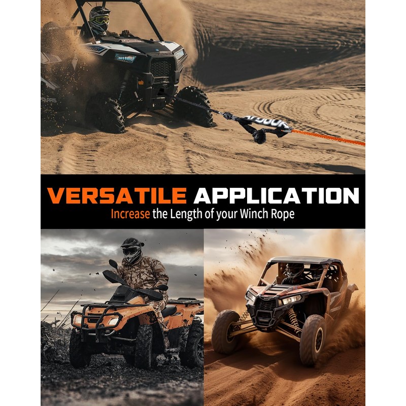 DAYDOOR Winch Rope Extension, 1/4'' x 50ft Synthetic Winch Extension