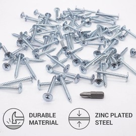 Marcopol (Pack of 50 pcs) Zinc Plated Steel 4.2 x 38 mm Wood Screws, Metal Screws, Phillips Modified Truss Head, Self Tapping (50, 4.2 x 38 mm), Silver