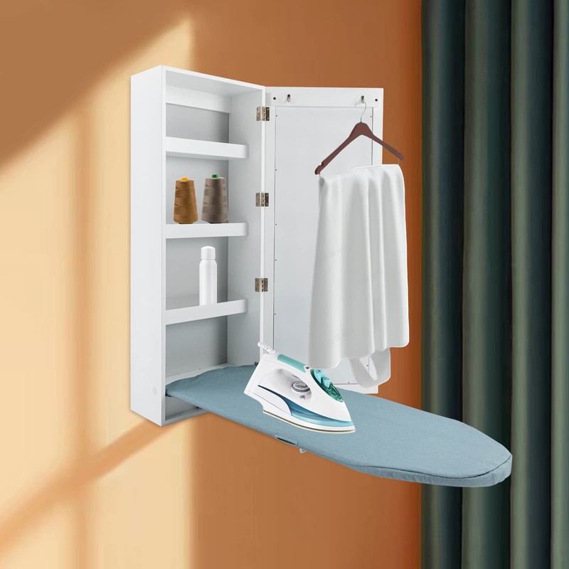 3 Tier Shelf Wall-Mounted Ironing Board Foldable Clothes Ironing Table