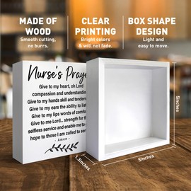 Nurse Gifts for Women Men, RN Nurse Appreciation Thank You Gifts Nurse Birthday Christmas Nurse Week Retirement Gift Graduation Gifts for Nursing Students, Nurse Prayer, Wooden Box Sign Desk Decor