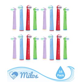 Milos Electric Toothbrush Replacement Heads for Kids, Oral B Compatible Pack of 16, Extra Soft Bristles, Fits for Electric Braun Brush Heads, Refill for Vitality Precision Sensitive and Clean Triumph