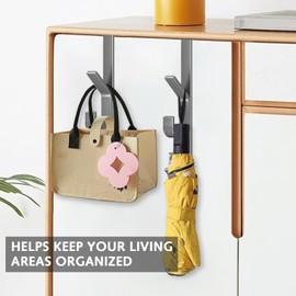 Ezranova 6 Hook Over The Door Hooks, Vertical Over The Door Towel Hook, Over The Hooks, Stainless Steel Over DoorHanger, 2 Packs Over DoorHooks for Towel and Clothes Hangers (Grey)