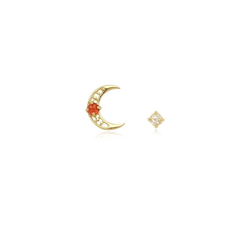 [Custom Made] Aquarius Dear Moon Garnet Unbalanced Constellation Earrings OTE120611B