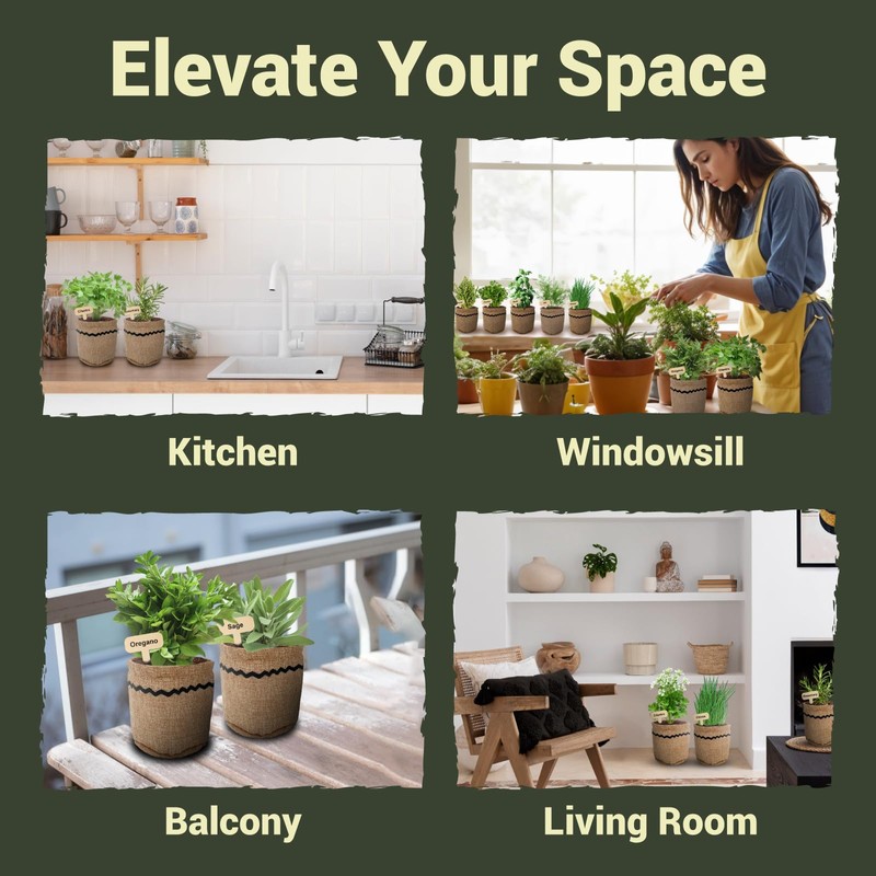 10 Herb Garden Planter Indoor Kit, 44pcs Complete Kitchen Herb