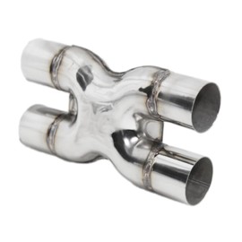 Welded Exhaust X Pipe 2.5"ID Dual Inlet/Outlet Crossover Exhaust X-Pipe Stainless Steel